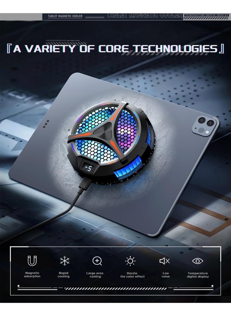 مبرد iPad، مبرد كمبيوتر لوحي مغناطيسي لأجهزة ipad/Surface pro/Samsung Tab، متوافق مع Steam Deck، مشعاع عالمي مع عرض درجة الحرارة لألعاب الهاتف المحمول، بث مباشر Tiktok - Image 3